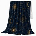 thumbnail image 2 of Mystical Celestial Pattern Gold Sun, Mystical Celestial Art Scene, Warm Flannel Blanket for Home Library and Reading Nook, Celestial Art Lovers Housewarming Gift, Fantasy Home Decor, 2 of 9