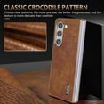 thumbnail image 5 of Case Designed for Samsung Galaxy Z Fold 7, Classic Crocodile Texture PU Leather + Plating Frame Shokcproof Lightweight Ultra Slim Case Cover for Men Women for Samsung Galaxy Z Fold 7, Brown, 5 of 8