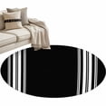 thumbnail image 2 of 3ft Round Rug, Black Striped Non-Skid Rubber Backing Large Area Rugs - Living Room Bedroom Home Office, Farmhouse Black White Stripes Indoor Floor Mat Carpets Washable Rug, 2 of 9