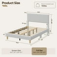 thumbnail image 5 of Bestier Corduroy Upholstered Full Bed Frame with Adjustable Headboard, Platform Bed Frame with LED Light, Solid Wood Slats, No Box Spring Needed, Gray, 5 of 10