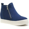 thumbnail image 2 of Soda Taylor Hidden Fahsion Wedge Sneaker Shoes Side Zipper Navy Suede Bootie (Blue, 6), 2 of 5