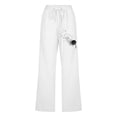 thumbnail image 4 of YDLCAFD Summer Fashion Pants For Women Drawstring Elastic High Waist Linen Pant Straight Wide Leg Cropped Trouser, 4 of 5