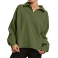 thumbnail image 2 of Hvogkswy Mock Neck Sweatshirt for Women Solid Casual Waffle-Weave Sweatshirts Fall Fashion Long Sleeve Pullover Sweatshirts, 2 of 9