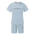 thumbnail image 5 of Tiweut Men's Short Sets Male Letter Print Short Sleeve Crew Neck T Shirt Shorts Two Piece Loose Fit Man's Clothes Suit Light Blue,L, 5 of 5