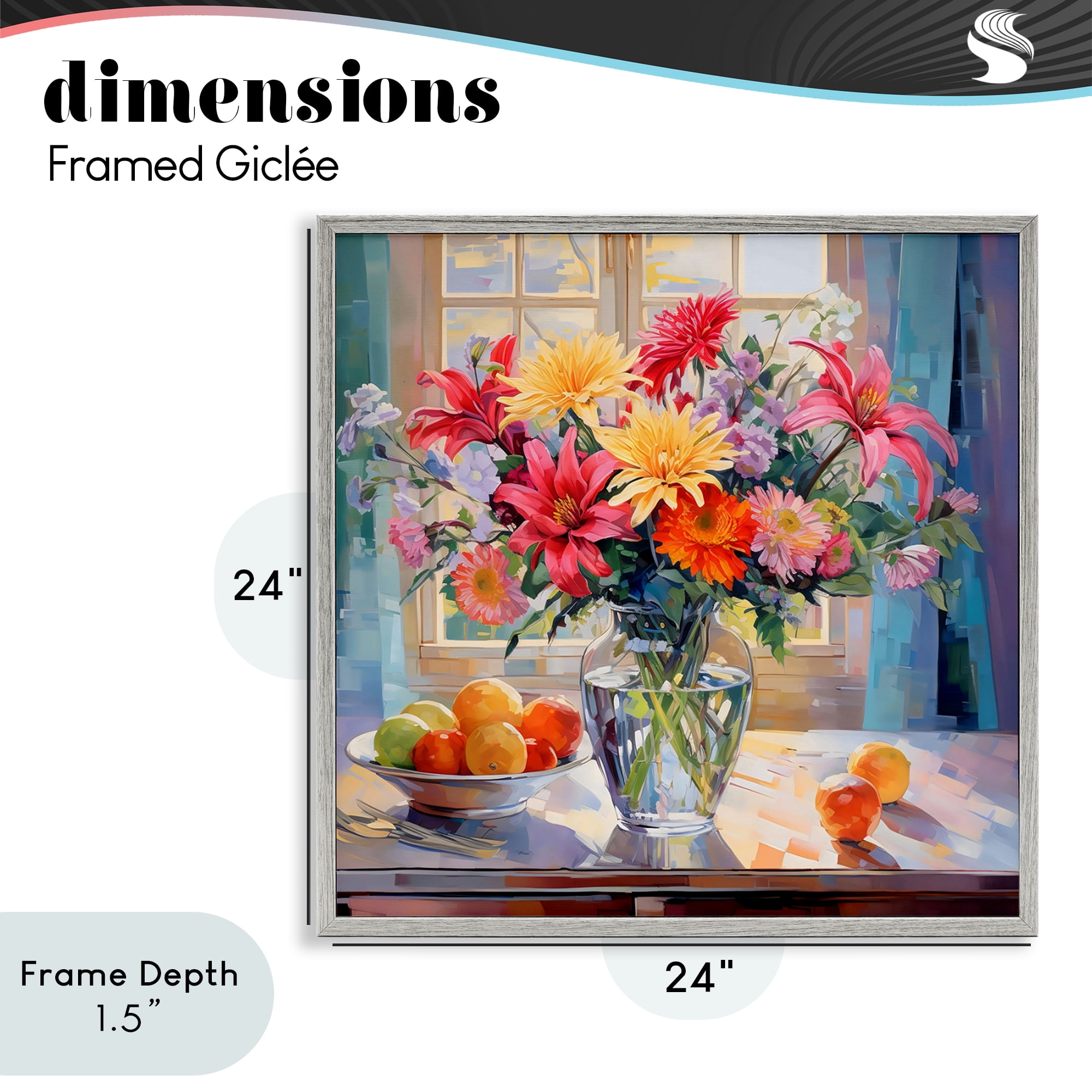 Stupell Industries Summer Flowers & Fruit Gray Framed Giclee Art, design by Creative Studio
