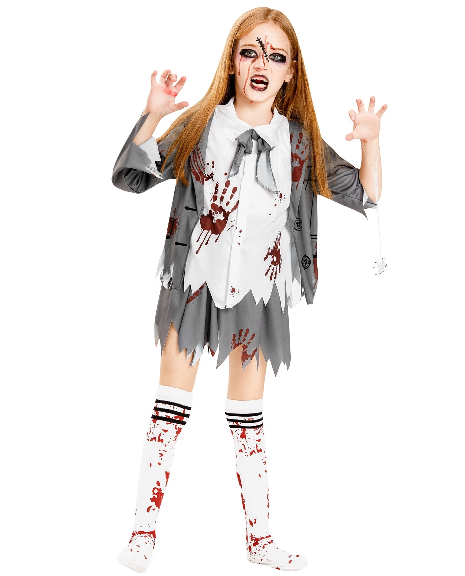 Baby Email zag IKALI Zombie Student Costume for Girls Halloween Horror School Theme Party  Outfit Kids Role Play Fancy Suit 3Pcs - Walmart.com