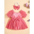 thumbnail image 3 of Eyicmarn Trendy Baby Girl Heart Print Tulle Romper Dress and Headband Outfit, 3 of 9