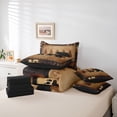 thumbnail image 6 of meiyoeat Vintage Bear Silhouette 7pcs Queen Bedding For Kids, Rustic Paw Print Bedding Comforter Set Queen For Men,Black Reversible, 6 of 7