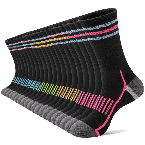ARWSER Women Crew Athletic Socks Cushioned Breathable for Casual Daily Wear 10 Pairs