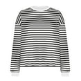 thumbnail image 3 of Patlollav Womens Fashionable Loose Casual Striped Color Blocking Round Neck Long Sleeved Tops, 3 of 5