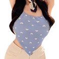 thumbnail image 4 of Top de punto mujeres adelgazamiento corto verano camisola transpirable impreso patrón en forma corazón, 4 of 8
