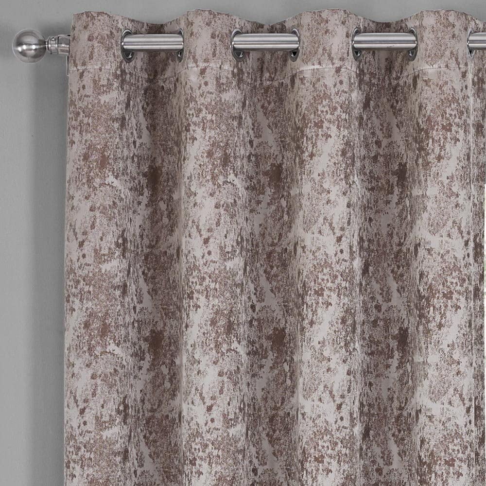Sheetsnthings Abstract Bali 54-Inch Wide x 84-Inch Long Panel, Set of 2 Jacquard Thermal Insulated Blackout Curtains, Brown