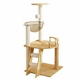 thumbnail image 2 of 41.3" Modern Cat Tower, Wood Cat Tree Tower for Indoor Cats, Cat Tree with Sisal-Covered Scratching Posts and Top Perch, Cat Condo with Acrylic Hammock, 2 of 8
