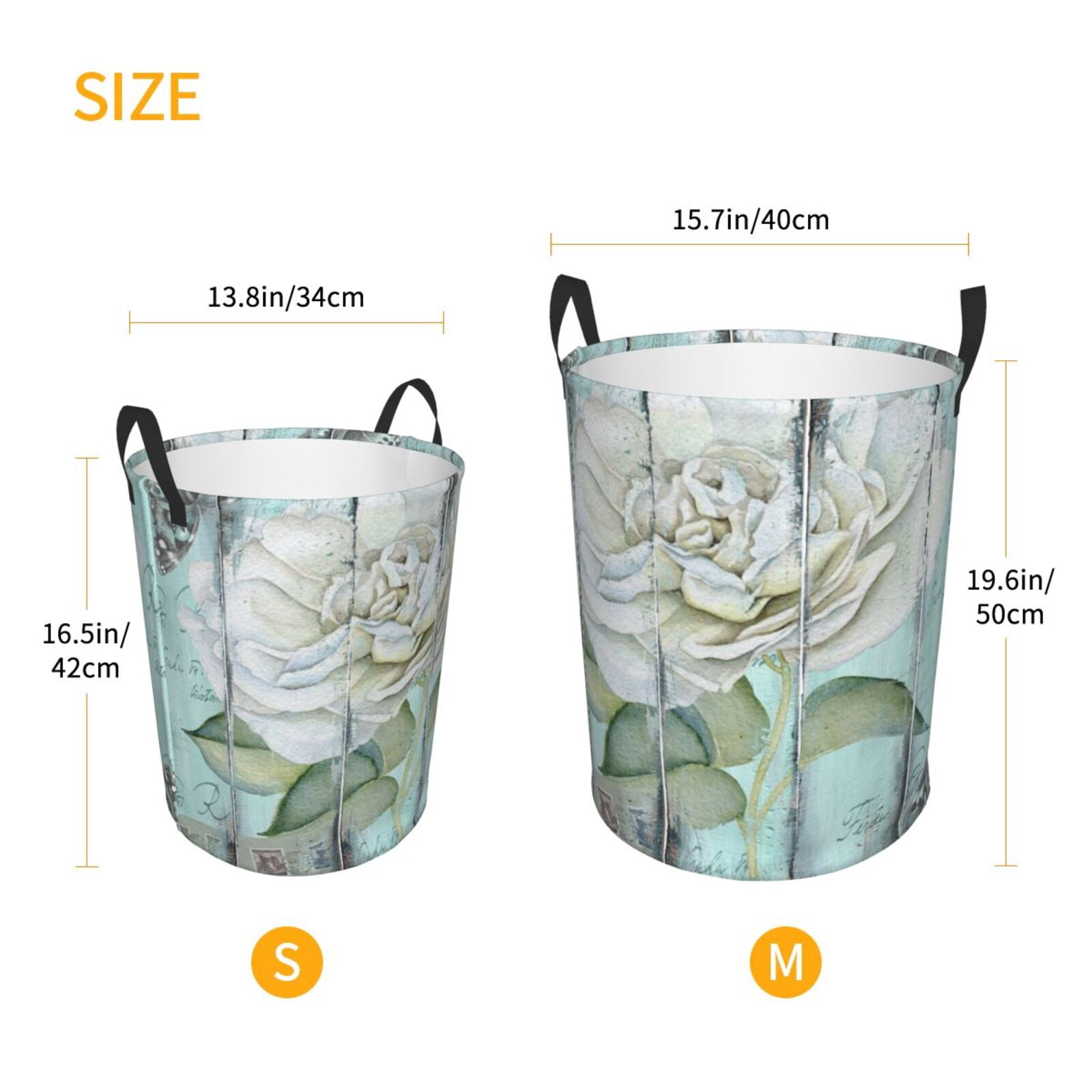 Large Laundry Basket with Handles - Vintage Rose1 Kids Baby Dirty Clothes Laundry Hamper for Bedroom Aesthetic