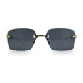 thumbnail image 5 of Luxury Rimless Rectangle Metal Pyramid Stud Jewel Arm Metal Rim Sunglasses Gold - Black, 5 of 8