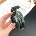 thumbnail image 4 of Band Compatible for Apple Watch 49mm 45mm 44mm 42mm Luxury PU Leather Breathable Hole Design Folding Buckle Replacement Bracelet Strap for iWatch Ultra 2/1 Series 9 8 7 6 5 4 SE 3 2 1, Green, 4 of 6