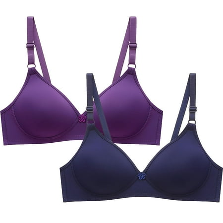 Ashirexll Bras for Women No Underwire  Balconette Bras for Women  Solid Color Wire Free Breathable Traceless Summer Thin Gathering Bra Purple C L