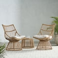 thumbnail image 2 of Jabe Wicker Outdoor 2 Seater Chat Set with Cushion, Light Brown and Beige, 2 of 14