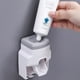 thumbnail image 2 of Dispensador de pasta de dientes rosa y soporte para cepillo de dientes, exprimidor automático de pasta de dientes para montaje en pared, 2 of 5