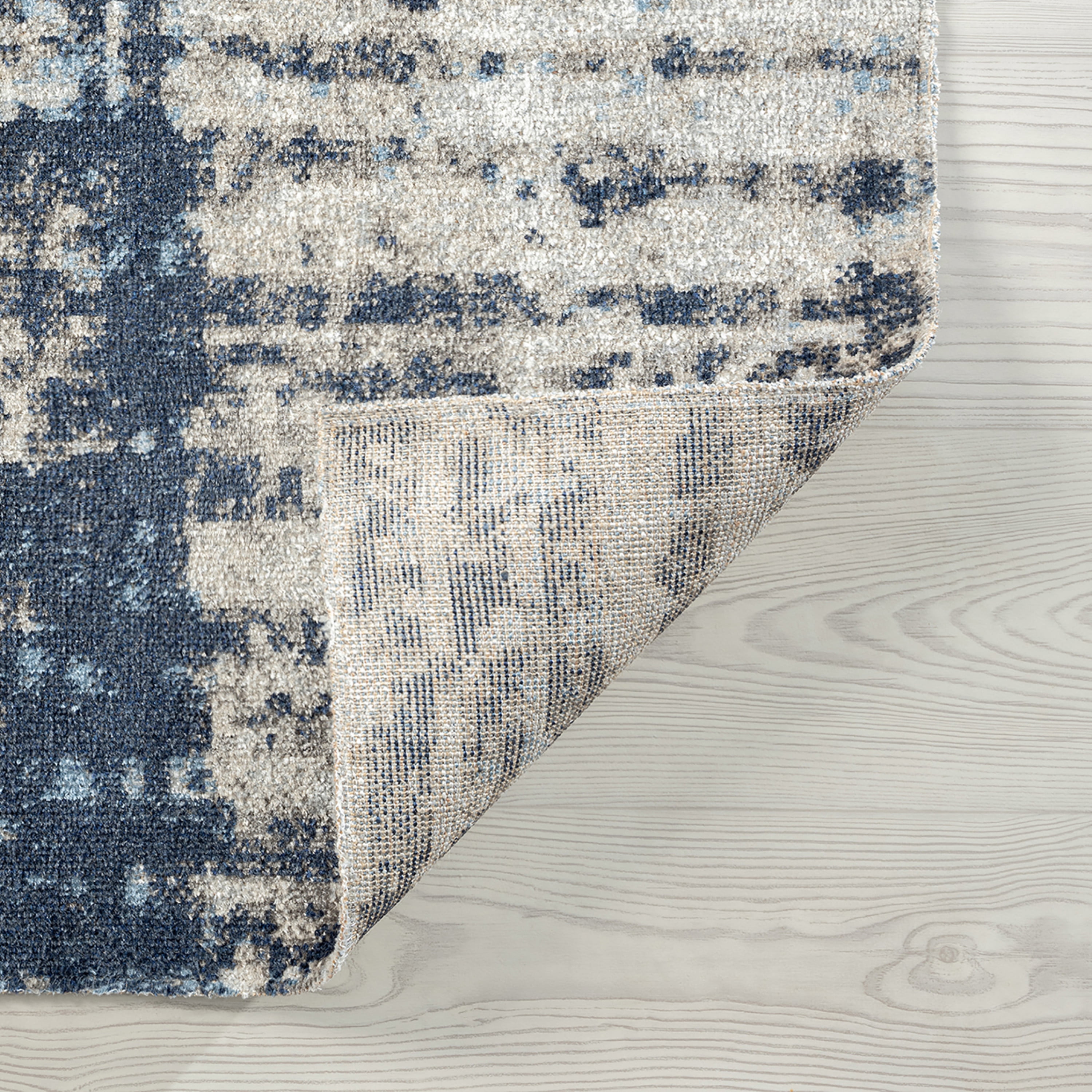 Contemporary 9x12 Area Rug (8'9'' x 11'3'') Abstract Navy, Navy Living Room Easy to Clean