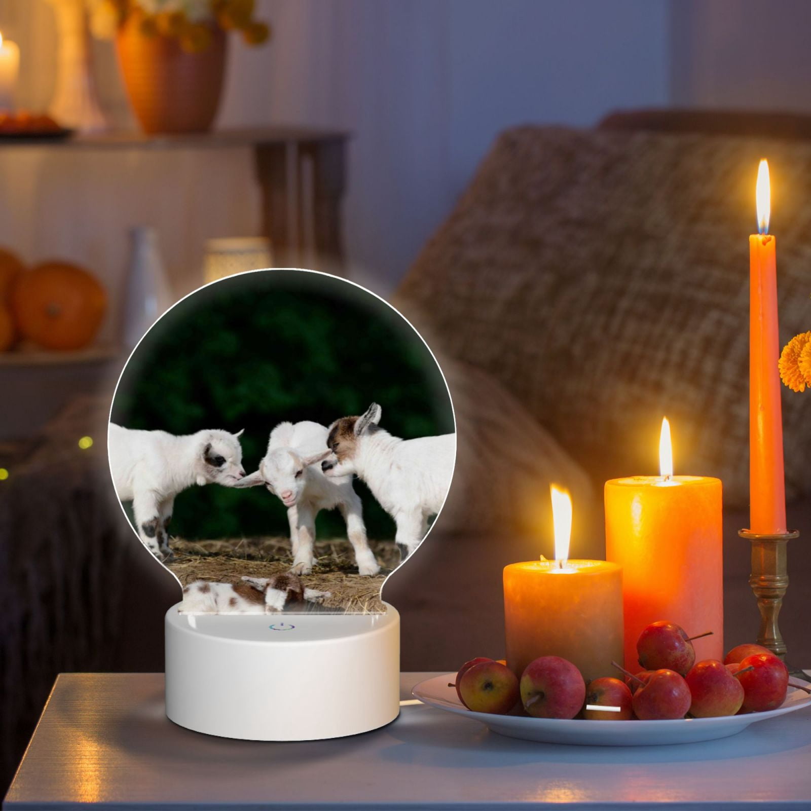 Naloa Cute Goat Baby Acrylic LED Night Light Custom LED Lights Personalized Nightlight Customized Gifts for Family Couples Friends