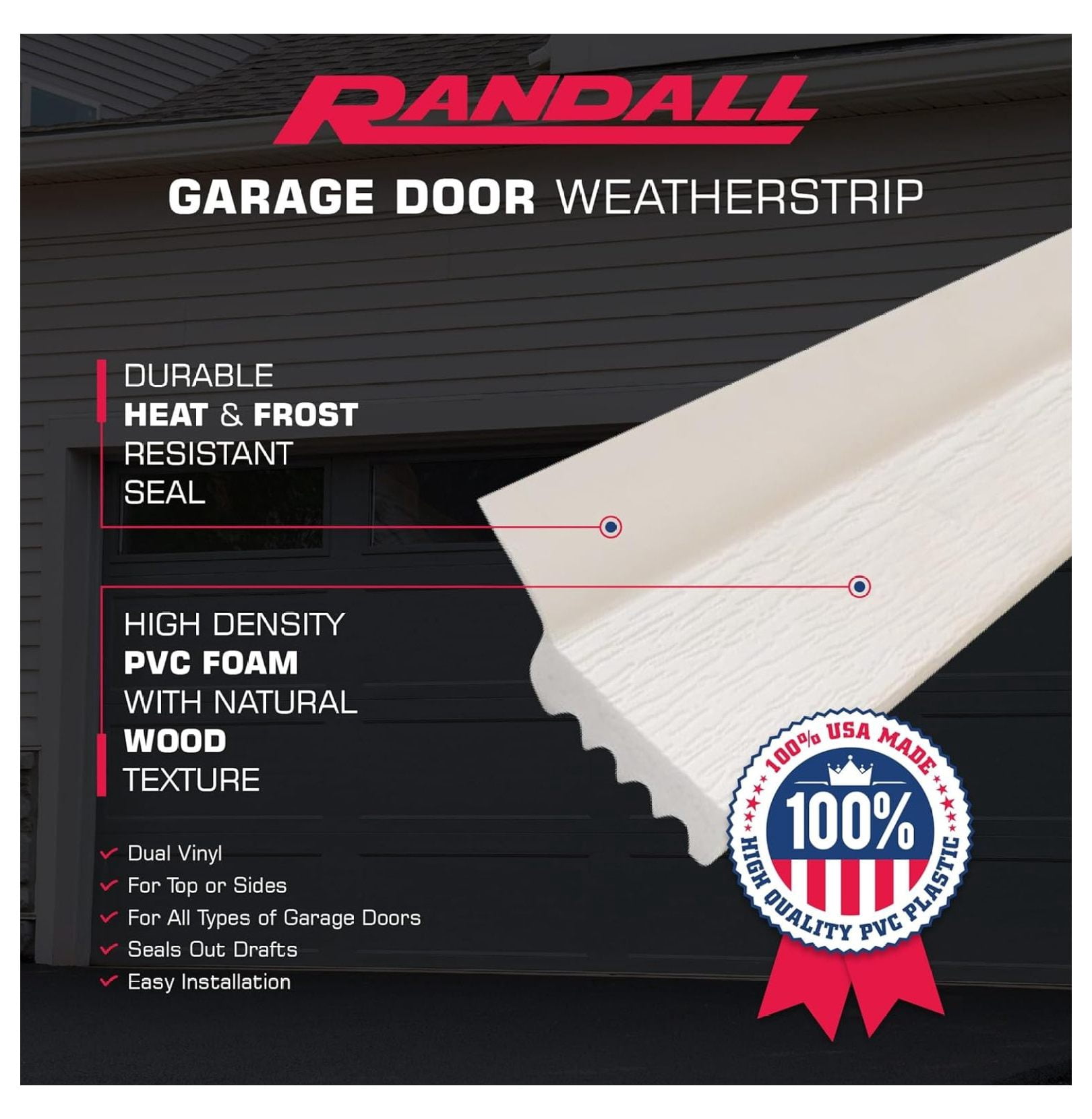 7-Foot Vinyl Uniflex Vinyl Garage Seal for Top and Sides (Bright White)