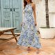 thumbnail image 4 of Gibobby Vestido largo de verano para mujer Vestido de verano con estampado francés y cuello redondo sin mangas con volantes y cuello halter para mujer(Azul,CH), 4 of 5