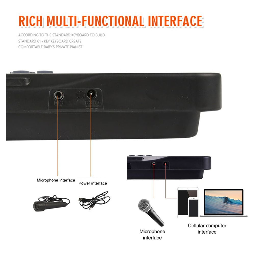 61-Key Digital Electric Piano Keyboard Portable Multi-Functional Keyboard with Microphone