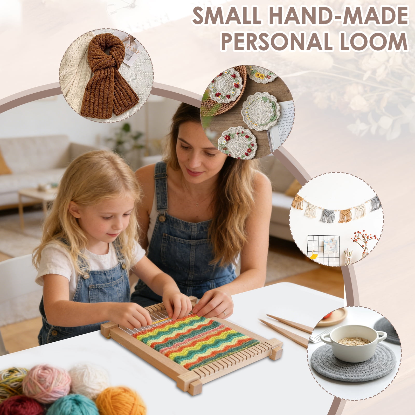 Weaving Loom Kit, 9" x 11" DIY Hand-Knitting Loom Kit, Wooden Multi-Craft Weaving Loom Tapestry Loom Large Frame for Adult and Beginners Handcraft Loom,Gift for Birthday Christmas