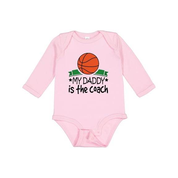 Inktastic Basketball My Daddy is the Coach Boys or Girls Long Sleeve Baby Bodysuit