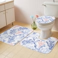 thumbnail image 4 of Beach Blue Coral Bathroom Rugs Set Retro Nautical Coastal Sea Watercolor Coral Non Slip Absorbent Soft Bath Mats 3 Piece Set with Bathroom Rug, U-Shaped Floor Mat, Toilet Seat Cover Large Size, 4 of 9