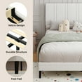 thumbnail image 3 of 4 EVER WINNER Twin Size Bed Frame, Upholstered Platform Bed Frame with Headboard, White Twin Bed Frame, No Box Spring Needed, White, 3 of 7