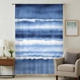 thumbnail image 2 of Blue Stripes Semi Sheer Curtains Drapes for Living Room,Bedroom,French Doors Window 72 Inches Long,Watercolor Retro Ombre Abstract Tie Dye Art Rod Pocket Chiffon Curtain Drapery Voile Draperies Panel, 2 of 8