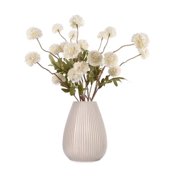 HUIANER 5Pcs Artificial Pompon Mum Flowers, 25 Heads Silk Home Decor