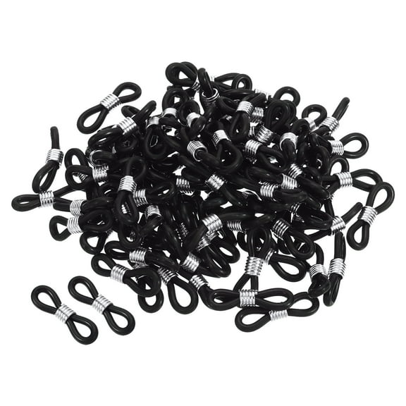 Uxcell Eyeglass Chain Connector Adjustable Anti Slip Rubber Strap Holder Chain End Loop Black Silver 100 Pack