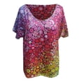 thumbnail image 4 of CEHVOM Mode Femme Col en V Été Manches Courtes Hauts à Imprimés Papillons T-Shirt Ample, 4 of 5