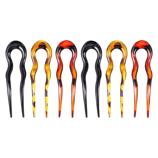 Miangastore 6 Pcs Épingle à Cheveux Mode Résine Antidérapante Fourche en Forme de U pour Femmes Filles