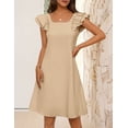 thumbnail image 5 of Merokeety Womens Summer Dresses Square Neck Bow Back Mini Dress With Pockets Apricot l, 5 of 6