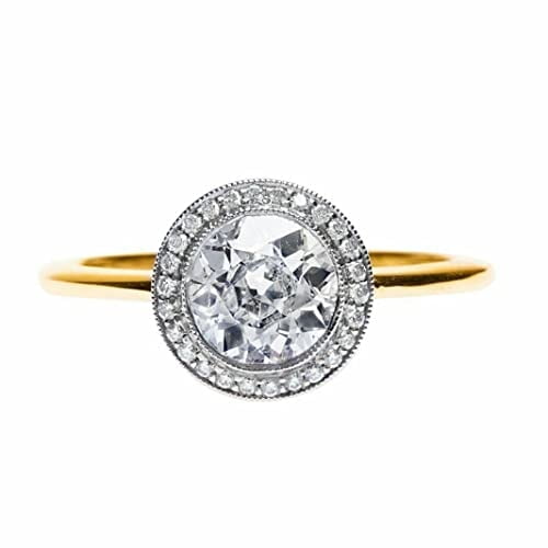 HeartsAndYou 2ct Round Cut Moissanite Engagement Ring for Women Milgrain Halo Solitaire 18k Dual Gold over Silver