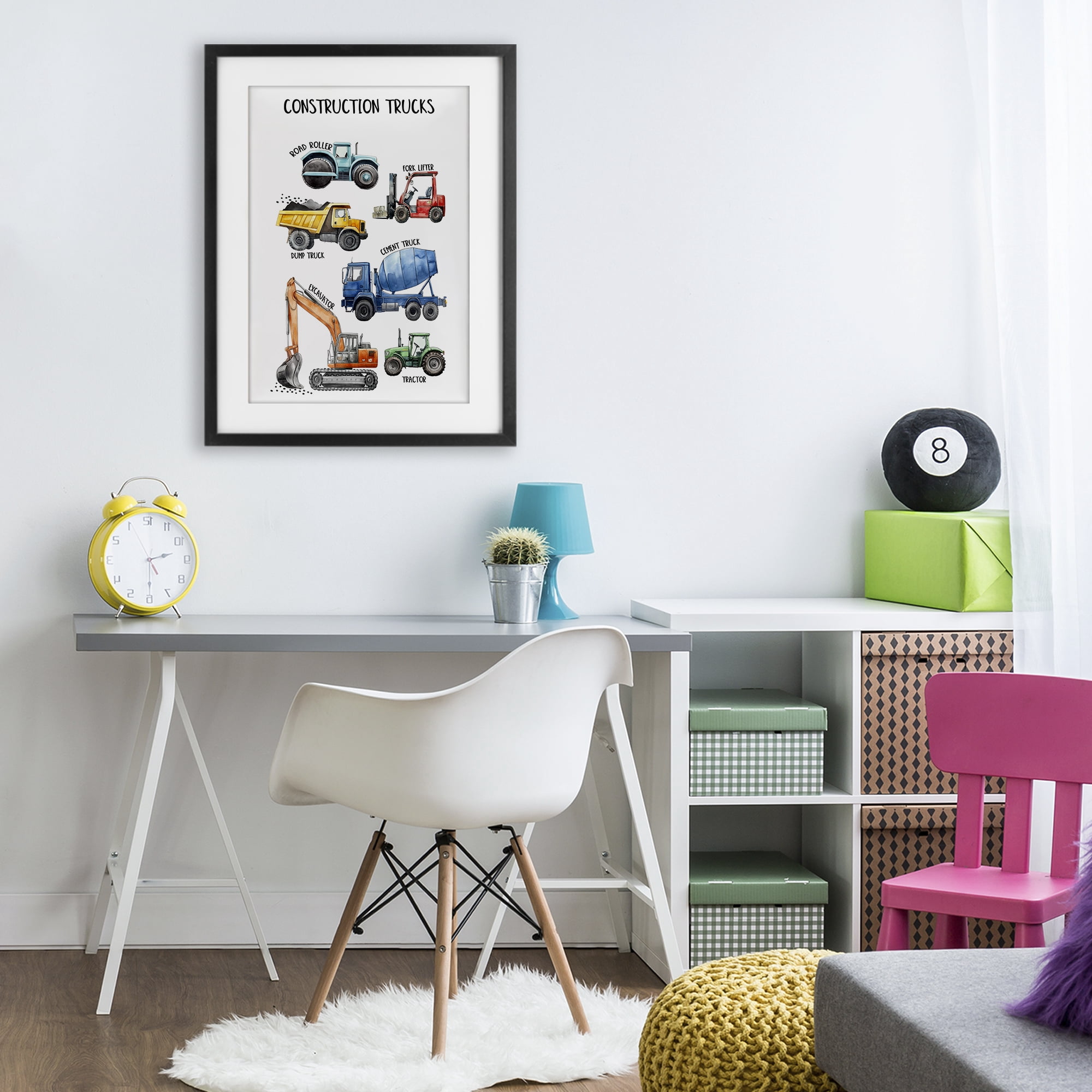 Stupell Industries Utility Trucks Construction Black Framed Print Under Glass, design by Christine Simpson Art