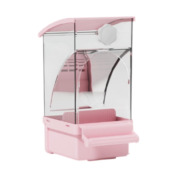 Alimentador automático de aves alimentador de jaula de aves, resistente, al periódico de semillas alimentador de loros para cockatiel tortebirds Rosa