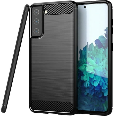 CoverON For Samsung Galaxy S21 Plus 5G Phone Case, Slim Lightweight Flexible TPU Minimal Cover Carbon Fiber, Black