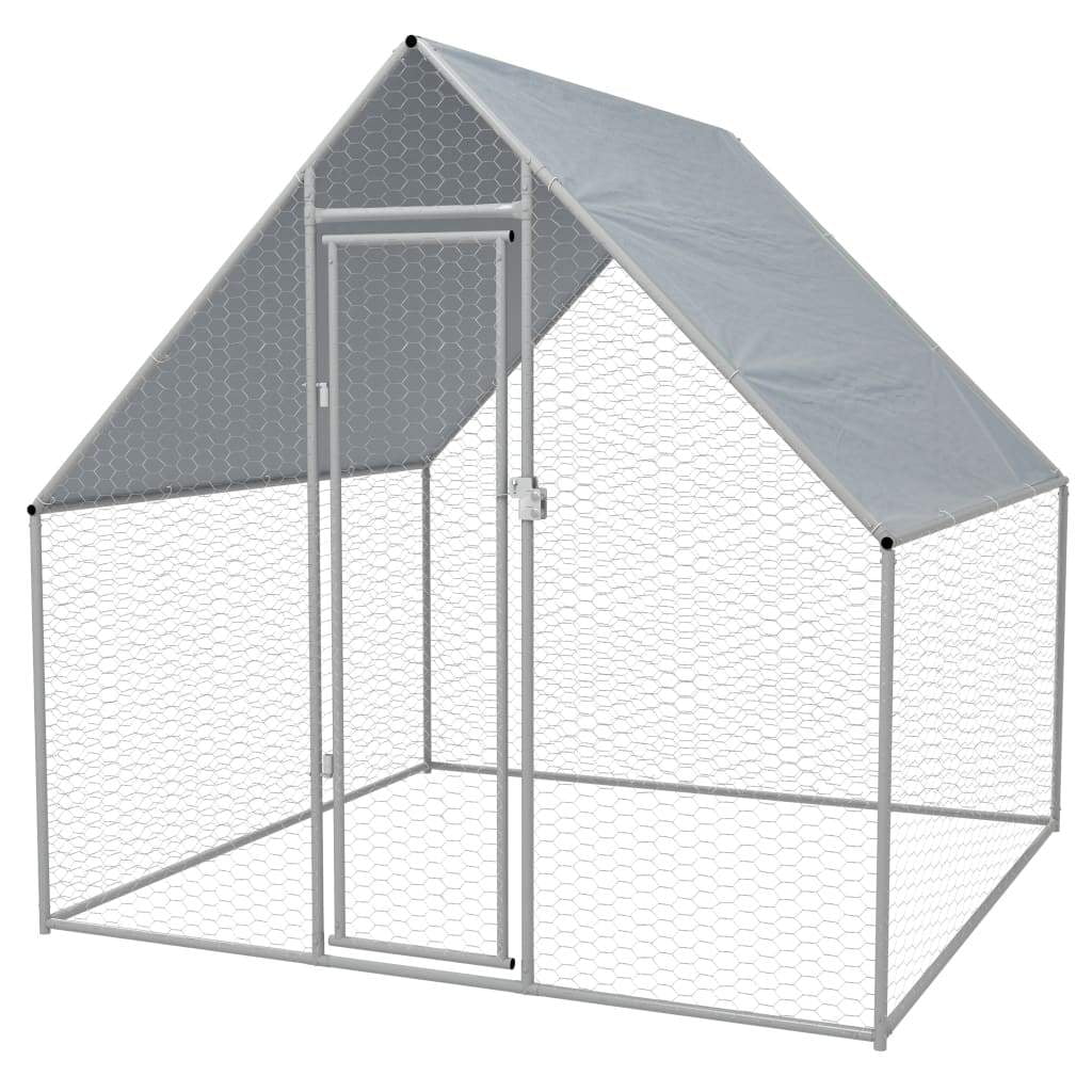 vidaXL Outdoor Chicken Cage Galvanized Steel Houses Hen Runs Coops