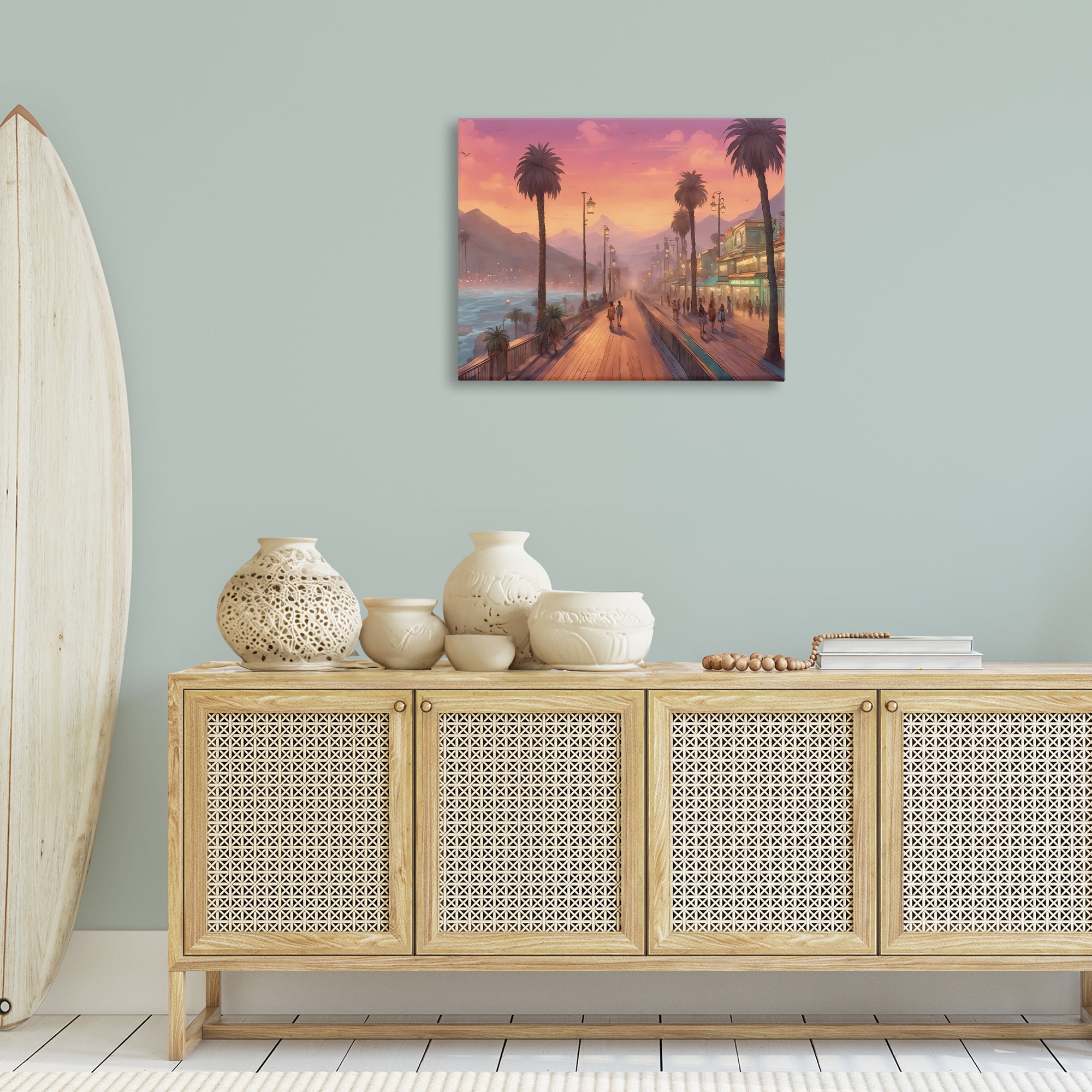 Stupell Industries Busy Tropical Boardwalk Landscape & Nature Painting Wrapped Canvas Art Print Wall Art, 30 x 24