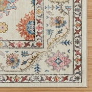 Crystal Print Cullen Traditional Oriental Cream Multi ashable Indoor Area Rug, 8x10