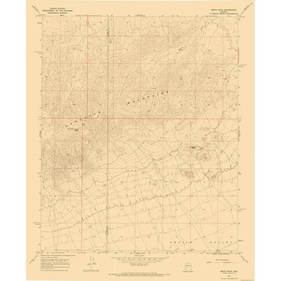 Topographical Map - Smith Creek Arizona Quad - USGS 1967 - Vintage Wall Art