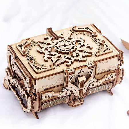 Wooden Puzzle Kit DIY Hollow Treasure Box Wooden Model 