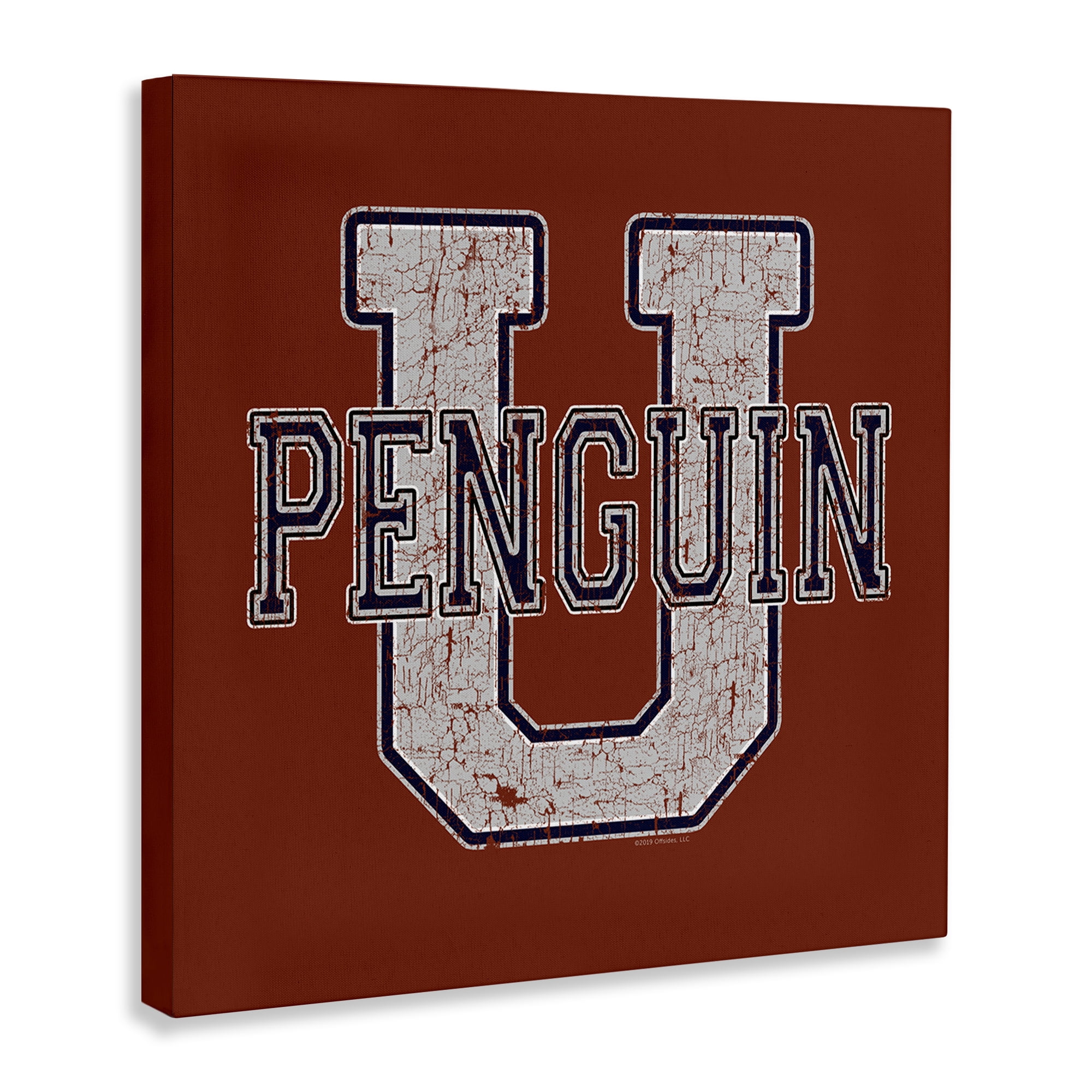 Stupell Industries Penguin U Varsity Animals Painting Wrapped Canvas Art Print Wall Art, 36 x 36
