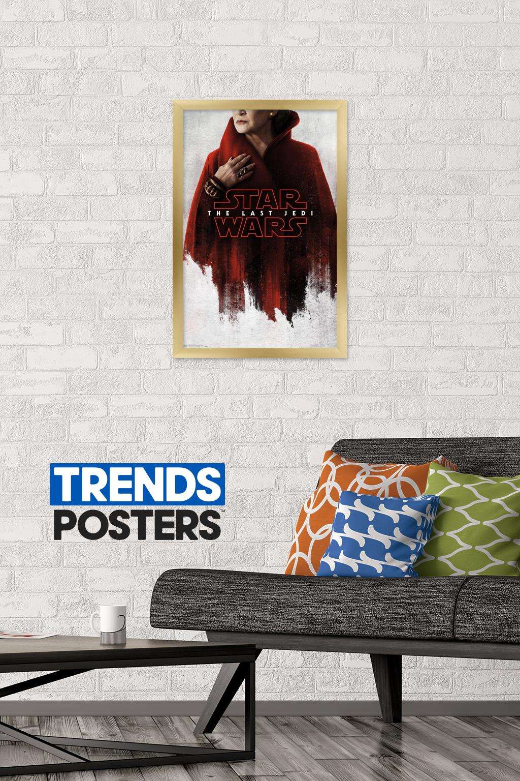 Star Wars: The Last Jedi - Red Leia Wall Poster, 14.725" x 22.375", Framed