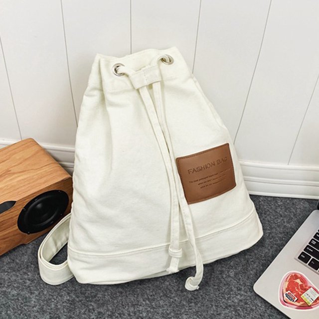 Mochila Durable Cordón Lona de alta capacidad Color sólido Mujer Ocio diario